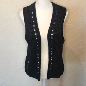 Gap black shimmer crocheted open beat cardi, size S!